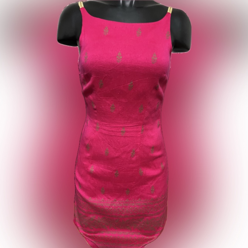Very unique, hot pink zip down dress